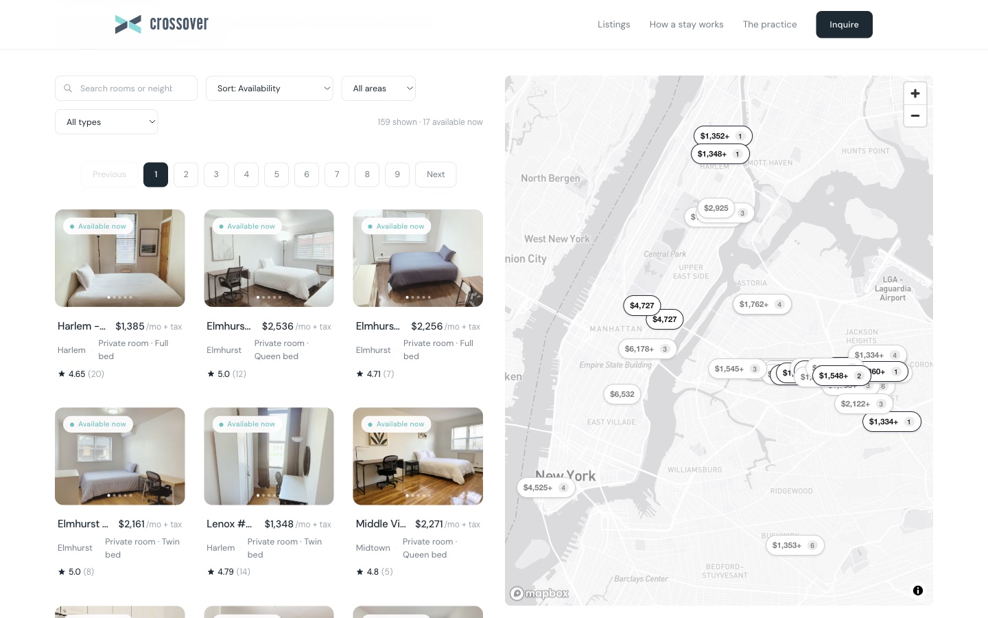 stay.crossover.live — CrossOver's direct-booking platform for monthly furnished apartments in New York